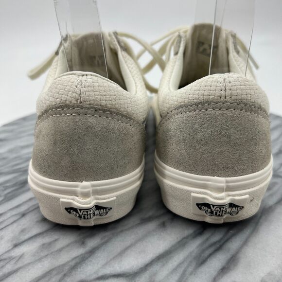 Vans Weave Sneakers Womens 6.5 Cream Suede and Canvas Lace Up Low Top Shoes - Picture 5 of 11